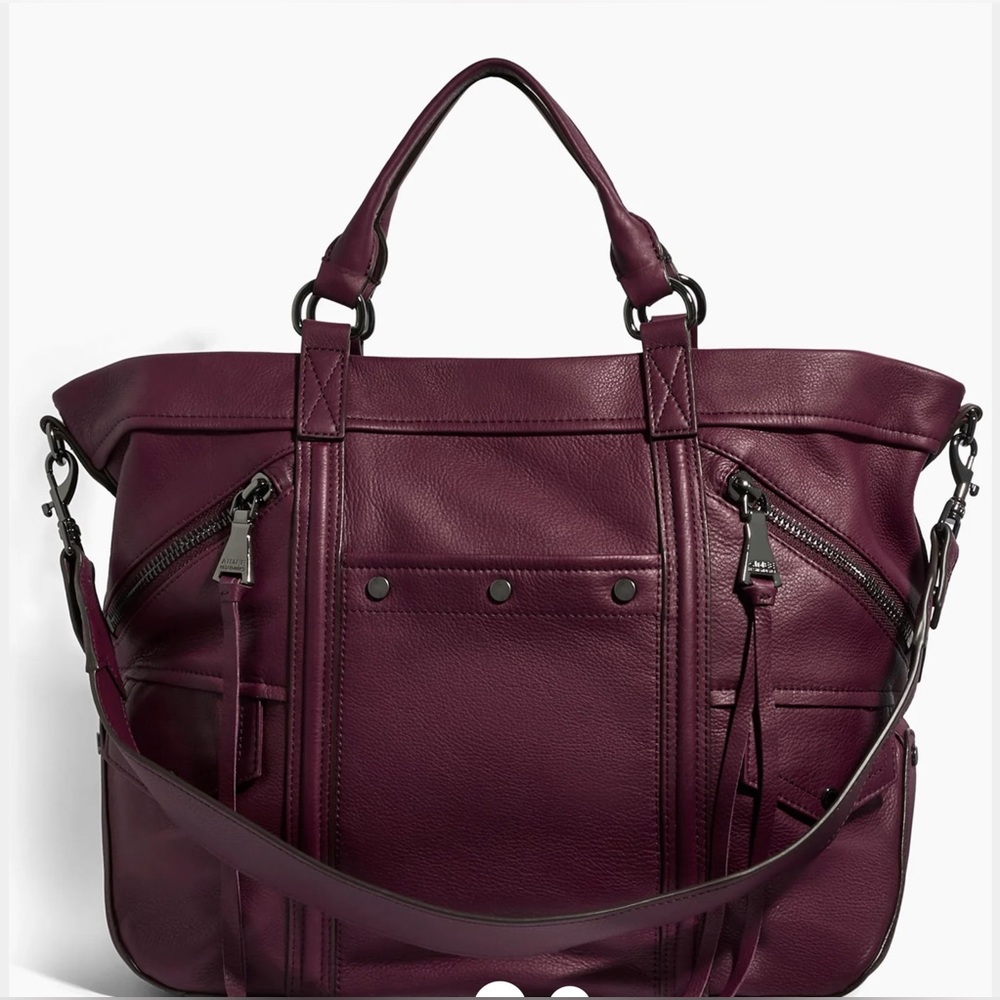 Aimee Kestenberg Fair Game Convertible Tote in Berry Leather Bag Purse